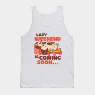 Funny Lazy Weekend Panda and Sloth Tank Top